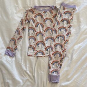 Coco Moon Hawaii Kids Rainbow Print Pajama Set - Lilac Trim